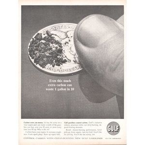 1961 Gulf Oil Gasoline Gas Vintage Print Ad US Half Dollar Coin Carbon Wall Art